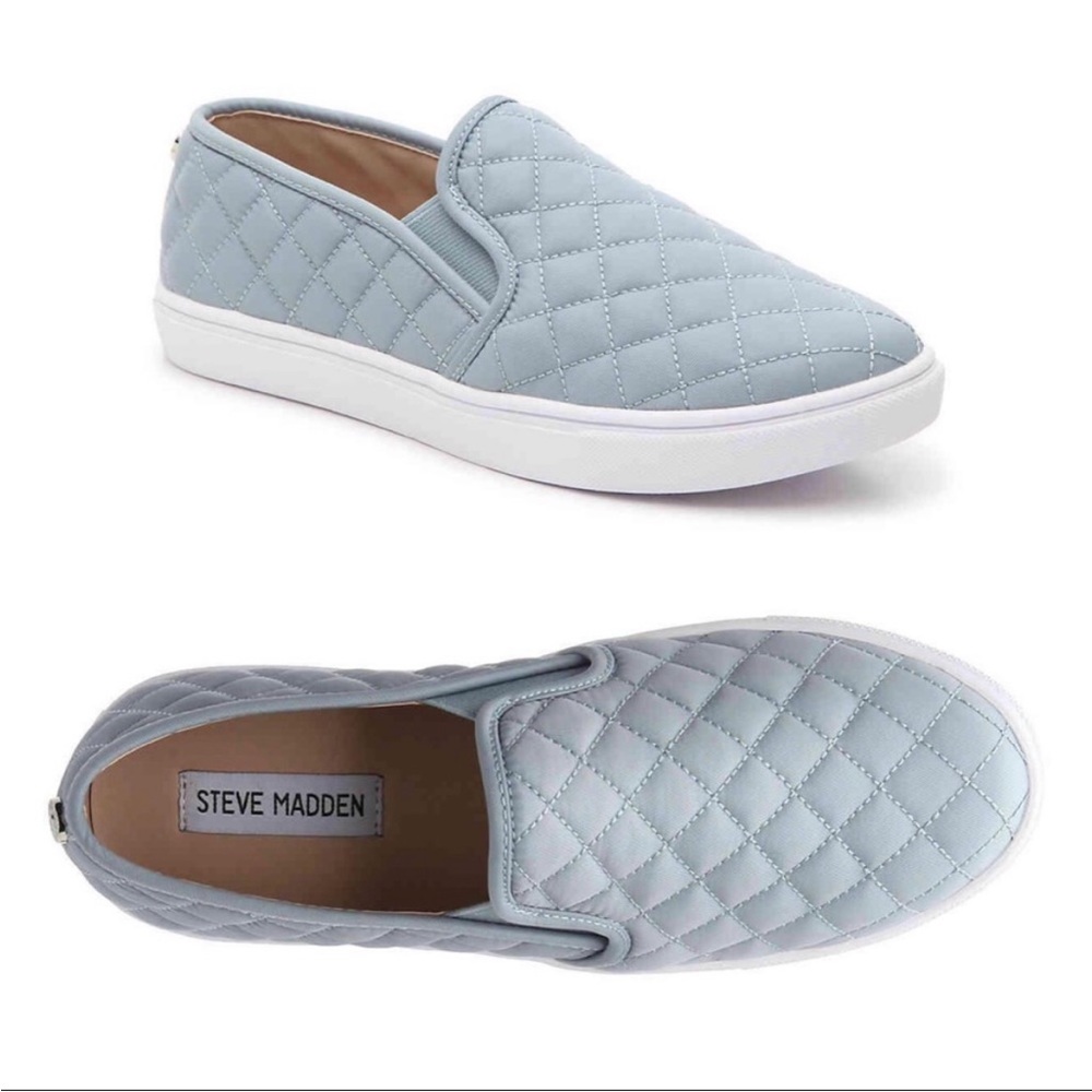 Steve Madden Ecentrcq Light Blue Slip on Sneakers WORN TWICE LIKE NEW